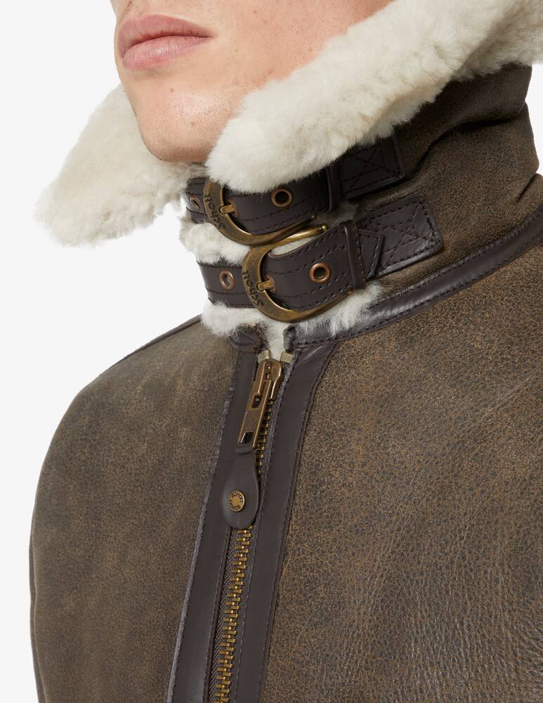 rinascente Schott Zip short shearling jacket - Brown