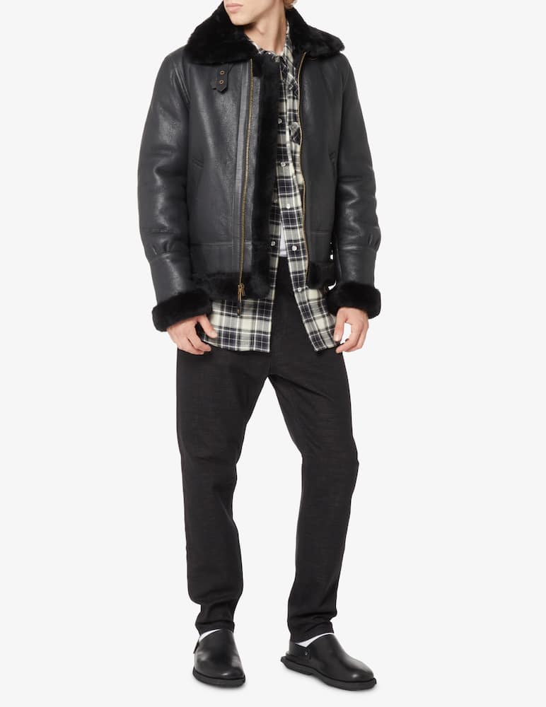 rinascente Schott Zip short shearling jacket - Black