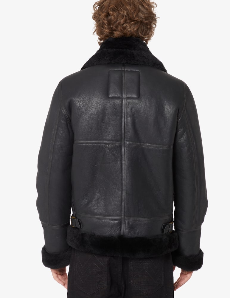 rinascente Schott Zip short shearling jacket - Black