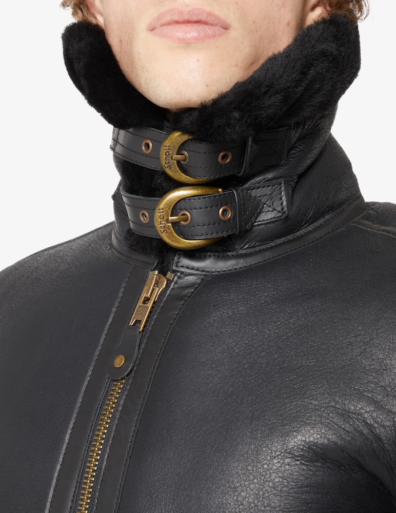 rinascente Schott Zip short shearling jacket - Black