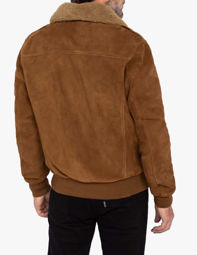 rinascente Schott Aviator suede fur collar jacket
