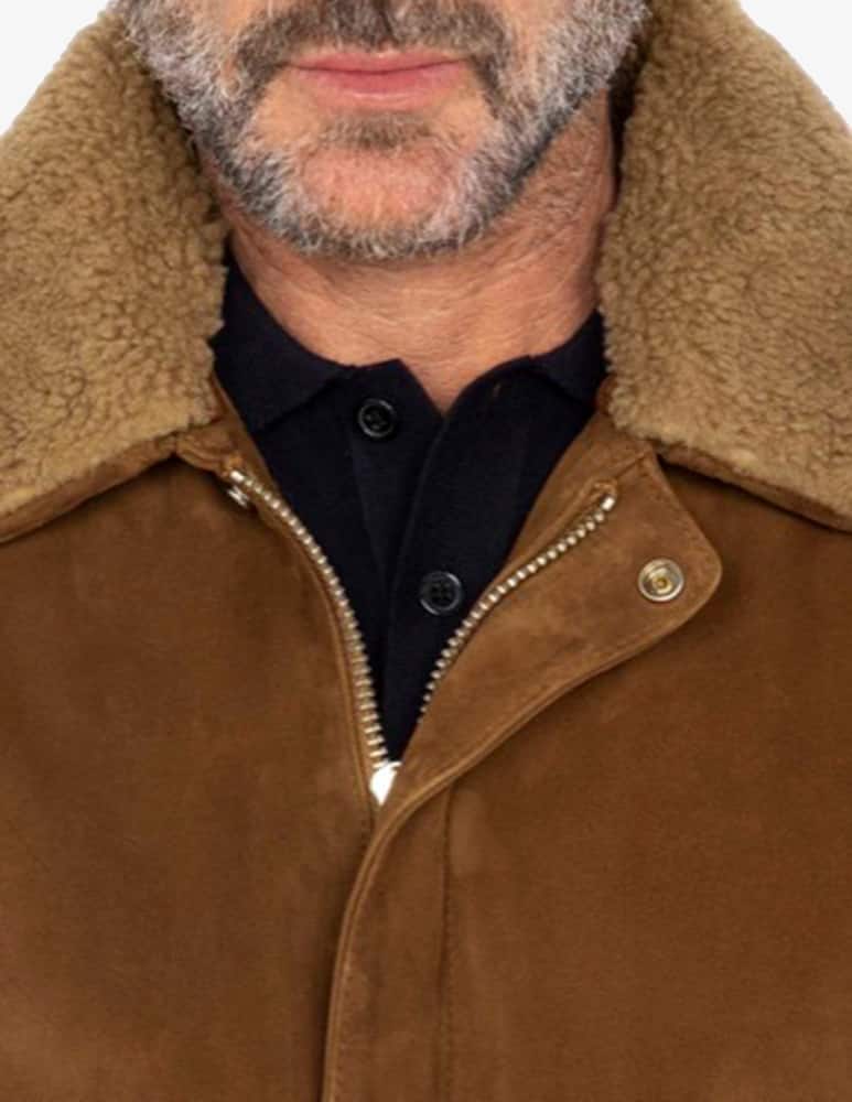 rinascente Schott Aviator suede fur collar jacket