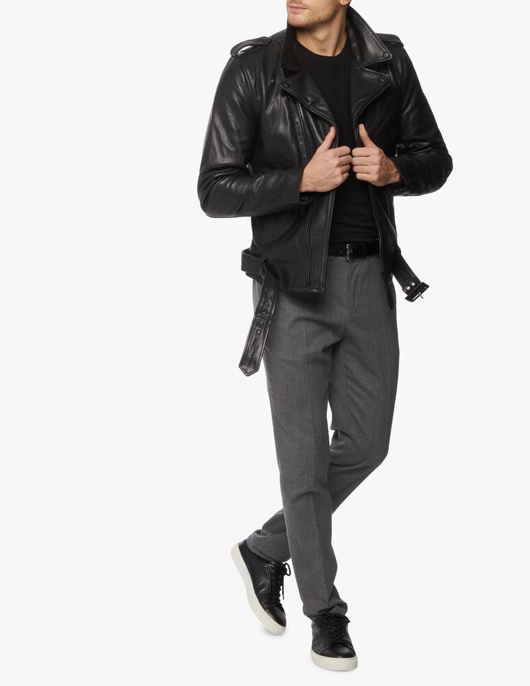 Schott Belt leather biker jacket - Black - picture 2 Schott Belt leather biker jacket - Black - picture 2