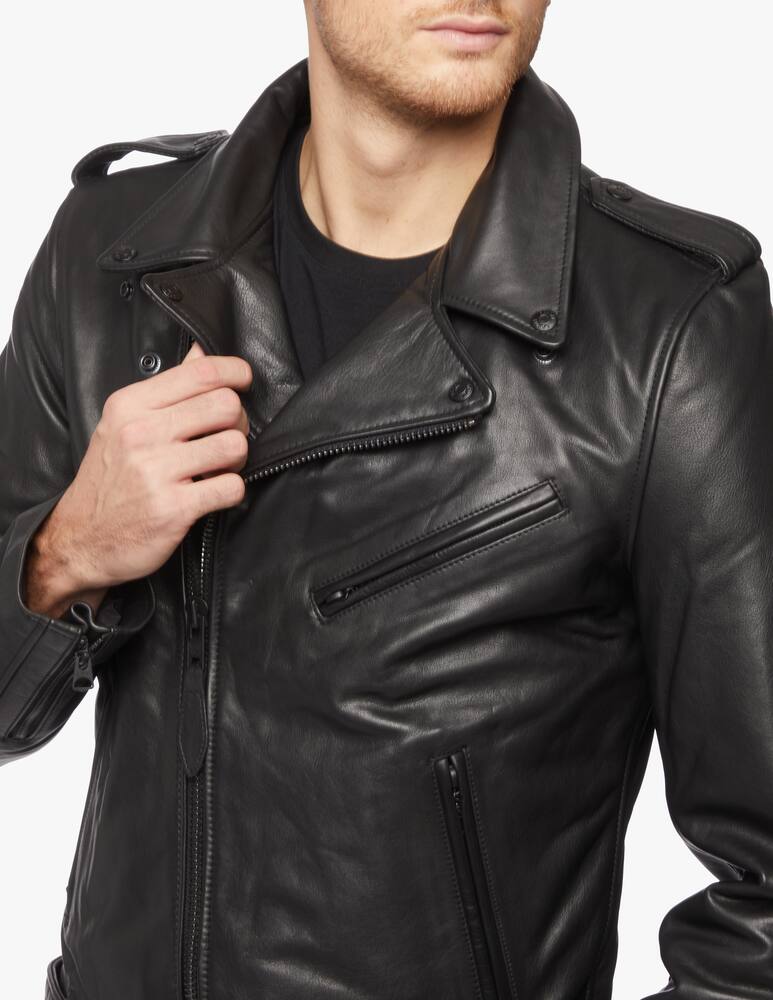 Schott Belt leather biker jacket - Black - picture 4 Schott Belt leather biker jacket - Black - picture 4