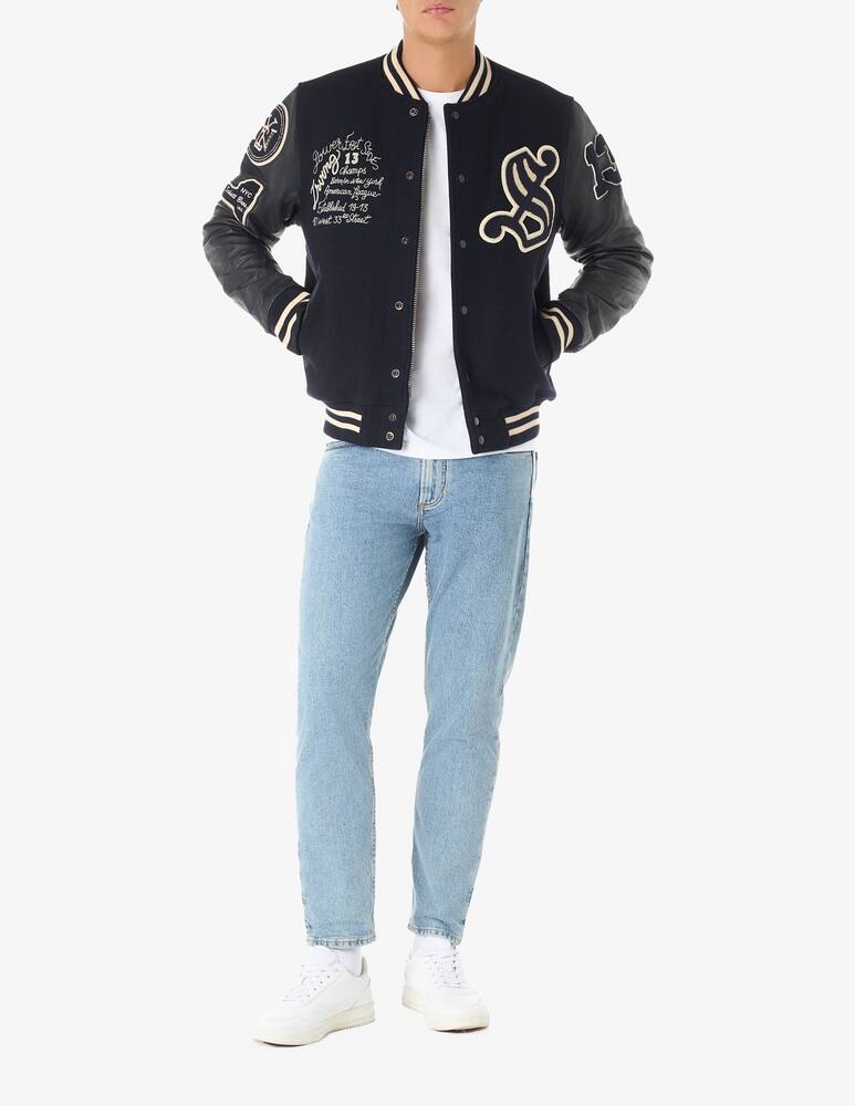 rinascente Schott Giacca bomber varsity patch con maniche pelle