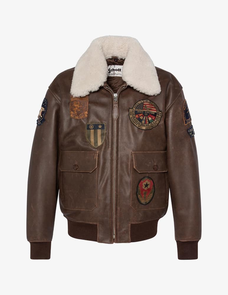 rinascente Schott Aviator jacket with patches collar