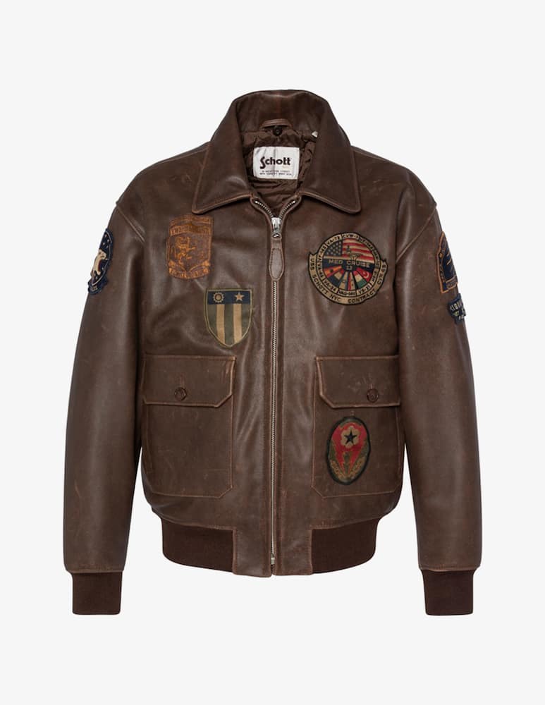 rinascente Schott Aviator jacket with patches collar