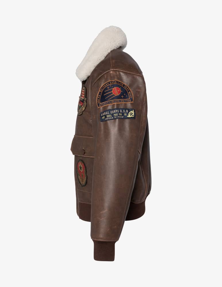 rinascente Schott Aviator jacket with patches collar