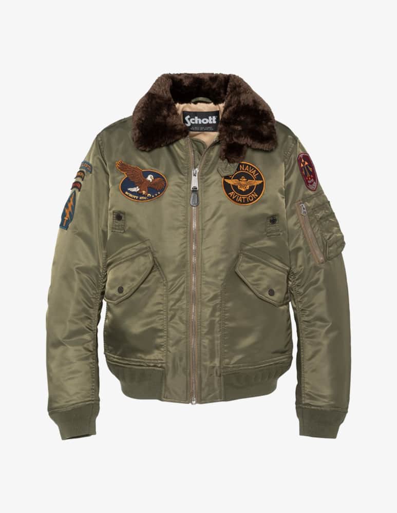 Schott Nylon bomber jacket with fur collar - picture 1 Schott Nylon bomber jacket with fur collar - picture 1