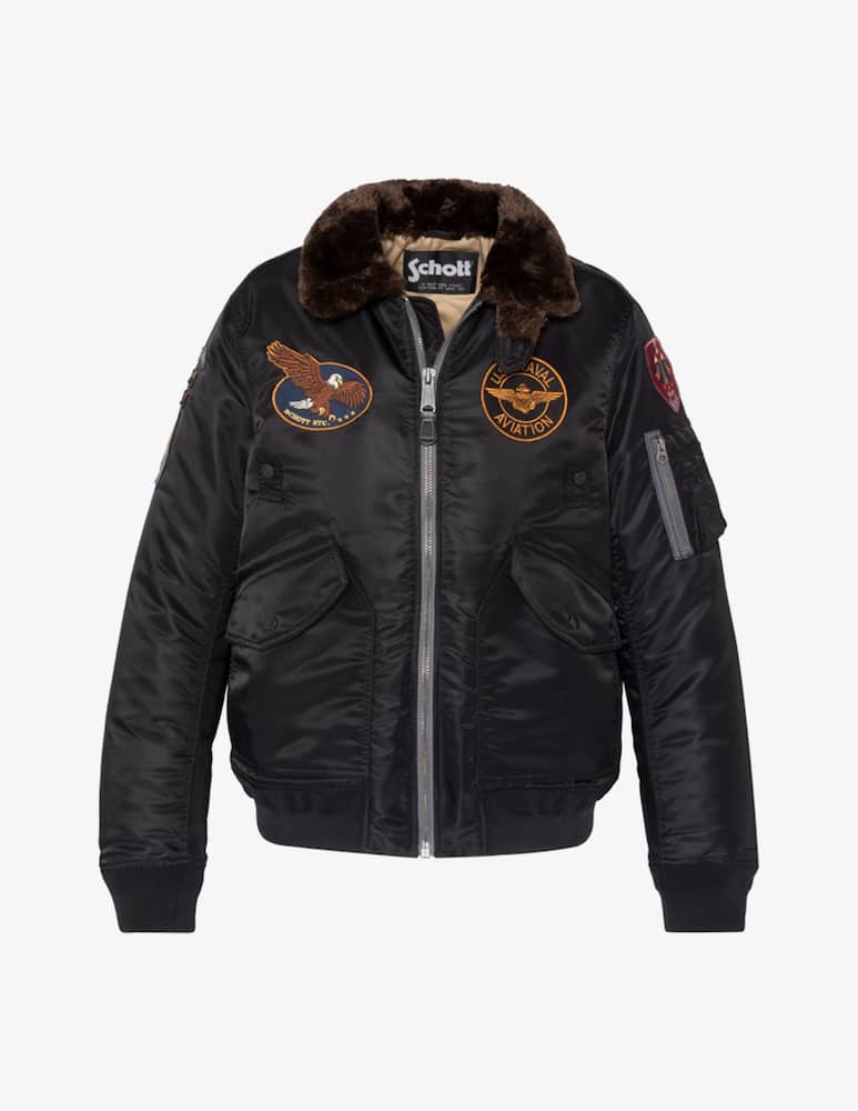 Schott Nylon bomber jacket with fur collar - picture 1 Schott Nylon bomber jacket with fur collar - picture 1