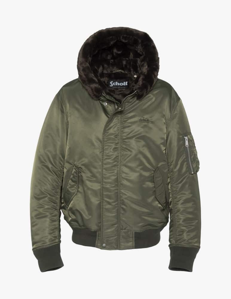Schott Nylon bomber jacket with faux fur - picture 1 Schott Nylon bomber jacket with faux fur - picture 1