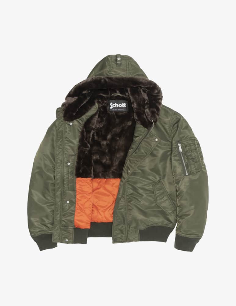 Schott Nylon bomber jacket with faux fur - picture 2 Schott Nylon bomber jacket with faux fur - picture 2