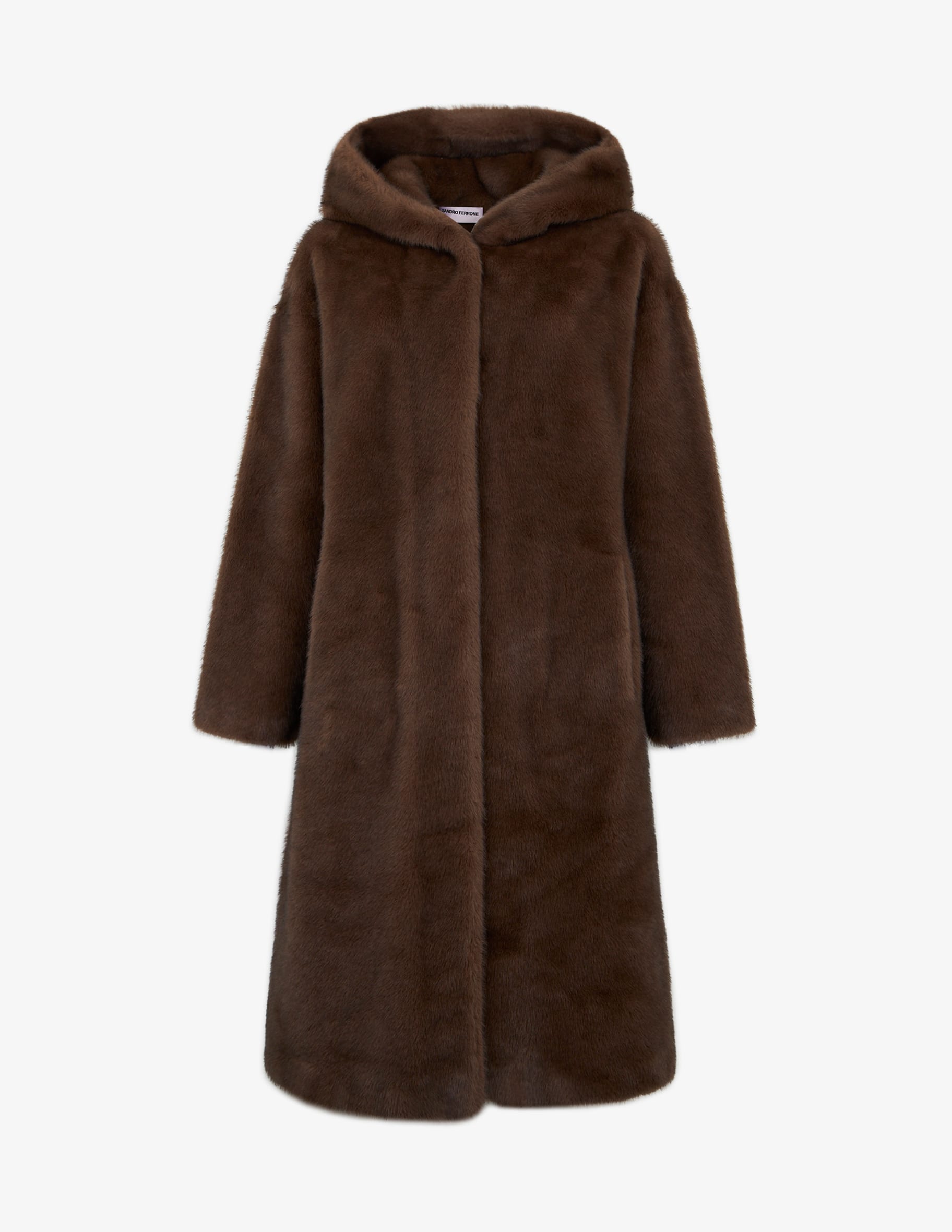 Shop Sandro Ferrone Faux fur hooded coat on Rinascente