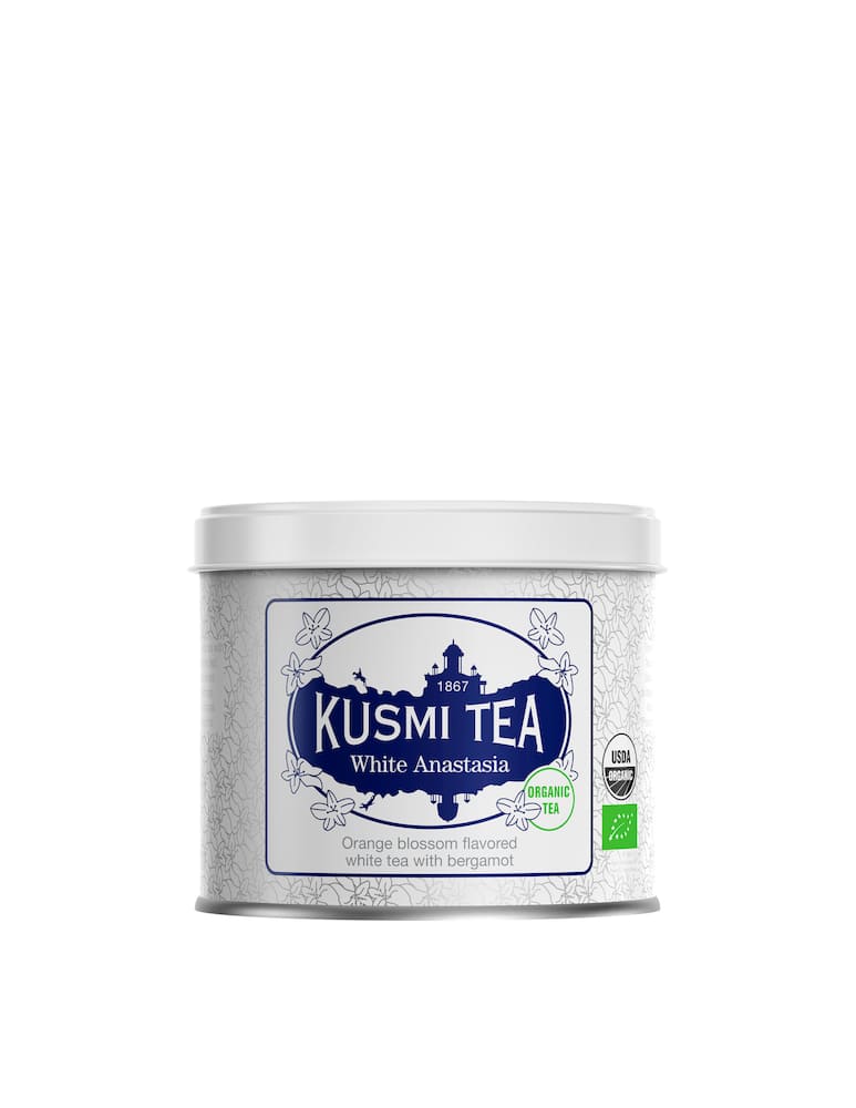 Kusmi Tè White Anastasia bio - Scatola metallica da 90g - immagine 1 Kusmi Tè White Anastasia bio - Scatola metallica da 90g - immagine 1