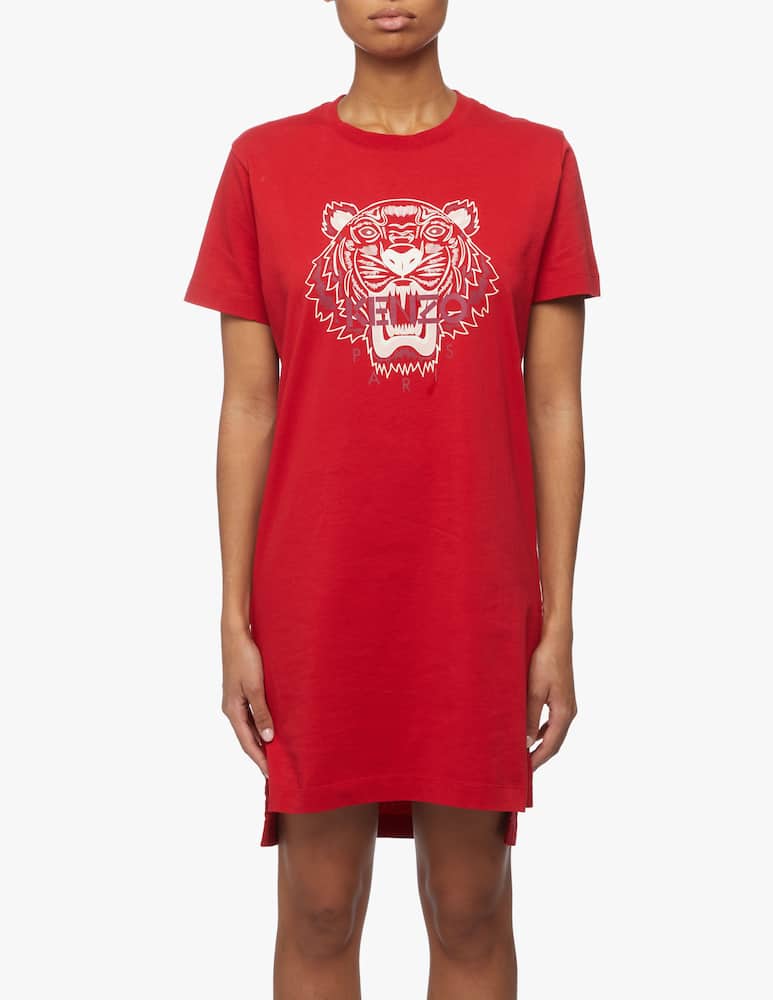rinascente Kenzo Tiger logo cotton mini dress - red