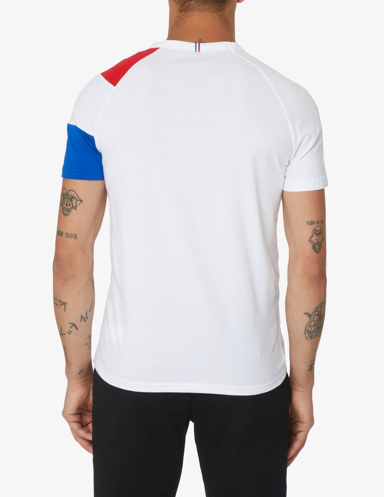rinascente Le Coq Sportif Maglietta manica corta banda tricolore manica - Bianco