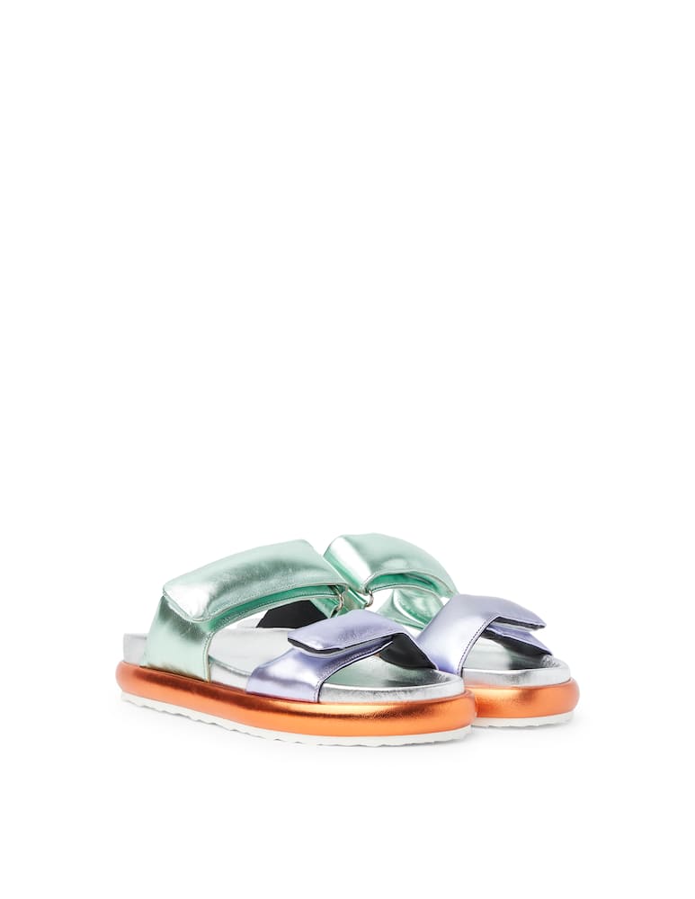 rinascente Pierre Hardy Xanasu leather beach mules - silver