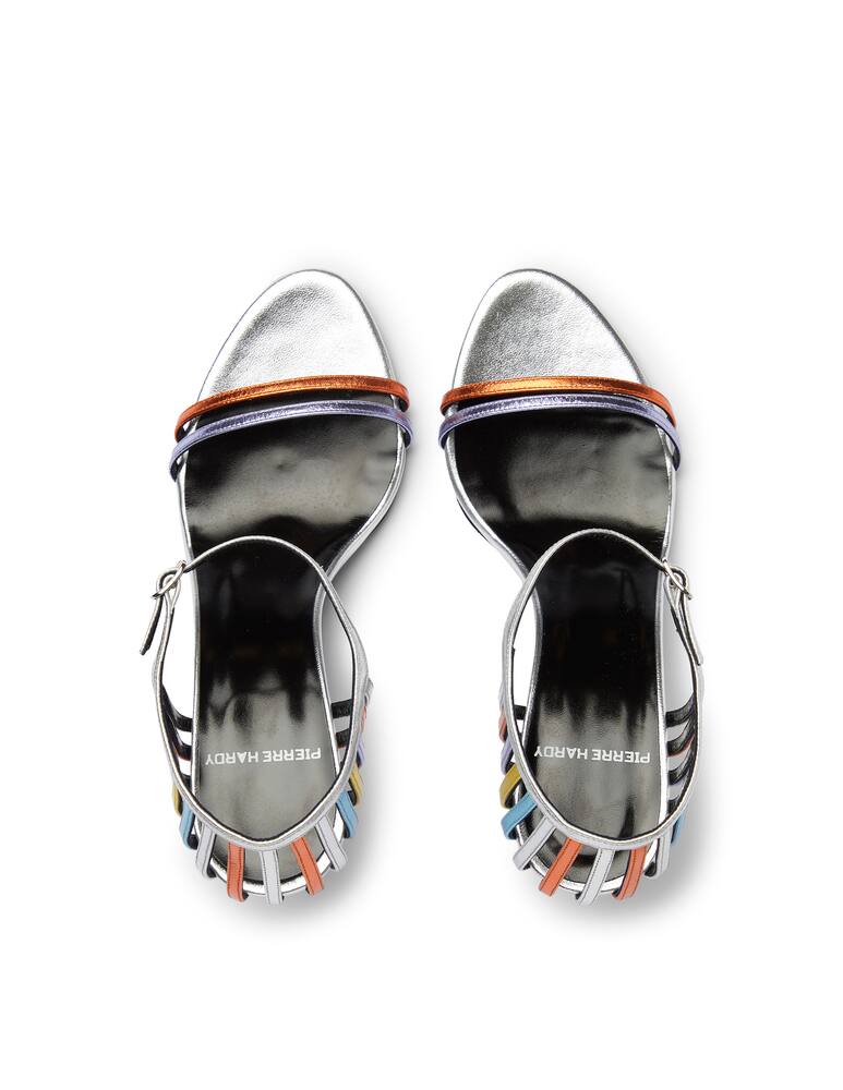 Pierre Hardy Mini Cage leather heeled sandals - silver - picture 3