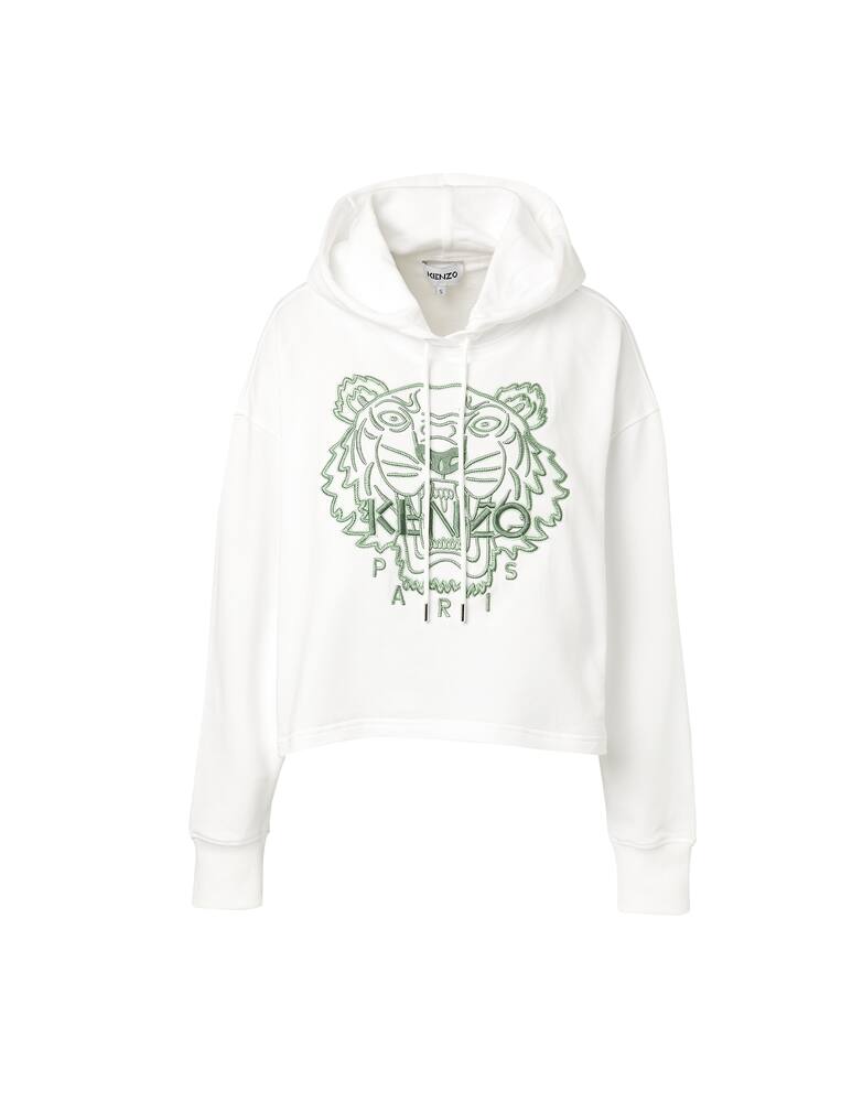 rinascente Kenzo Felpa crop con cappuccio in cotone - bianco