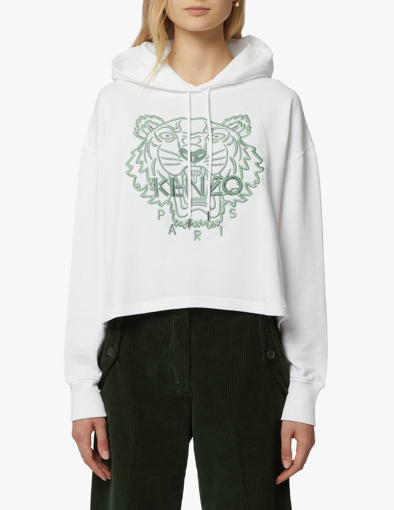 rinascente Kenzo Felpa crop con cappuccio in cotone - bianco
