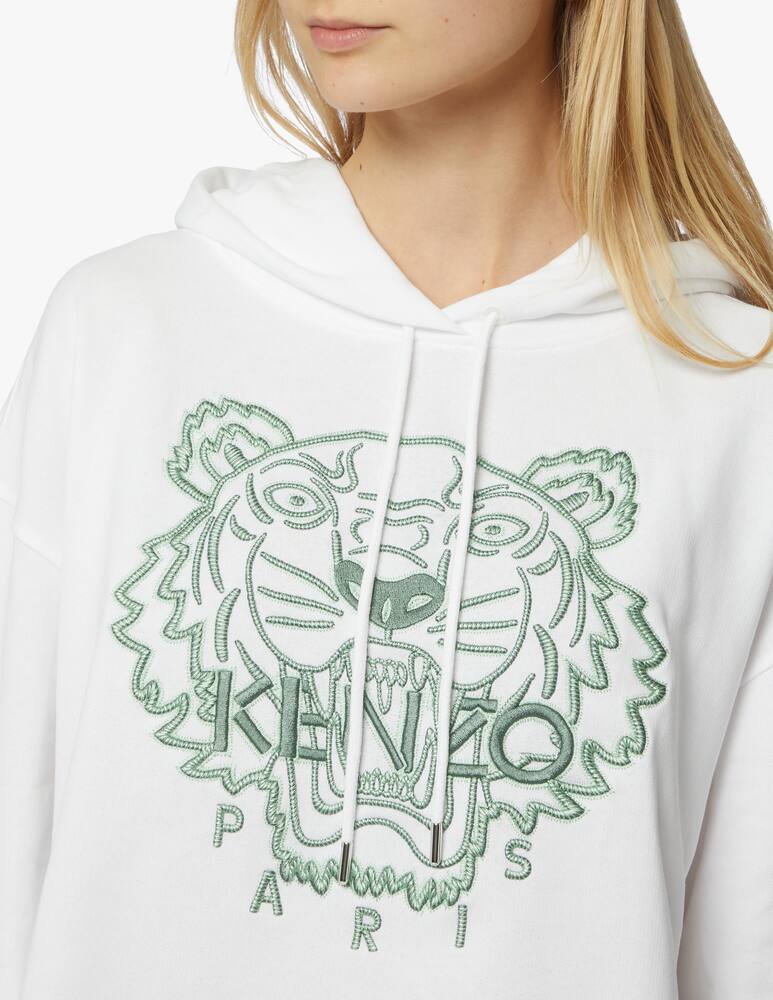 rinascente Kenzo Felpa crop con cappuccio in cotone - bianco