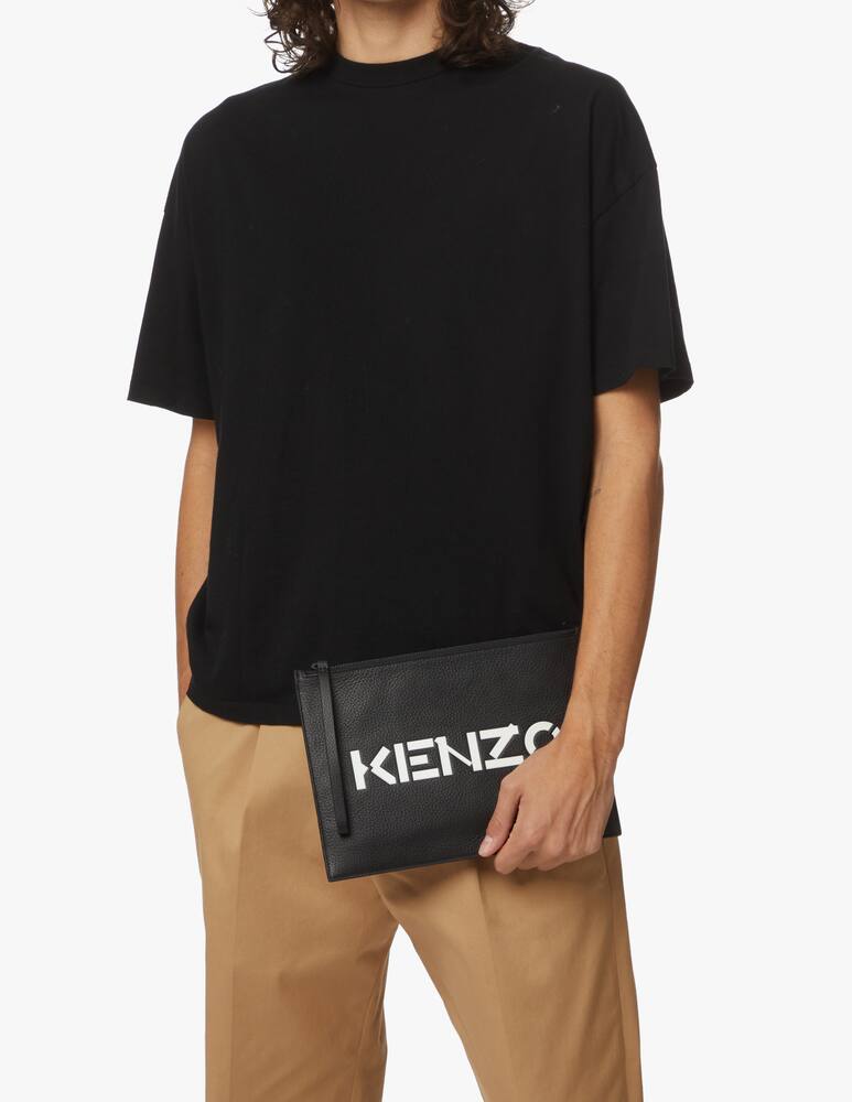 rinascente Kenzo Pochette in pelle con logo - nero