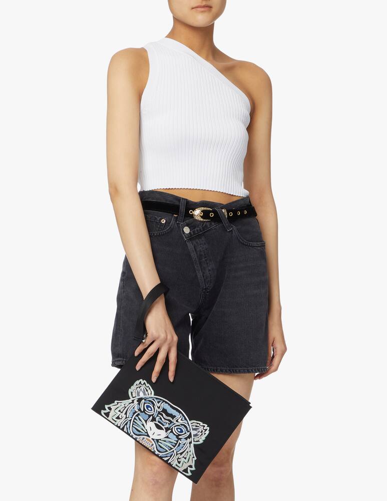 Kenzo Kampus canvas clutch bag with embroidered tiger - black - picture 2 Kenzo Kampus canvas clutch bag with embroidered tiger - black - picture 2