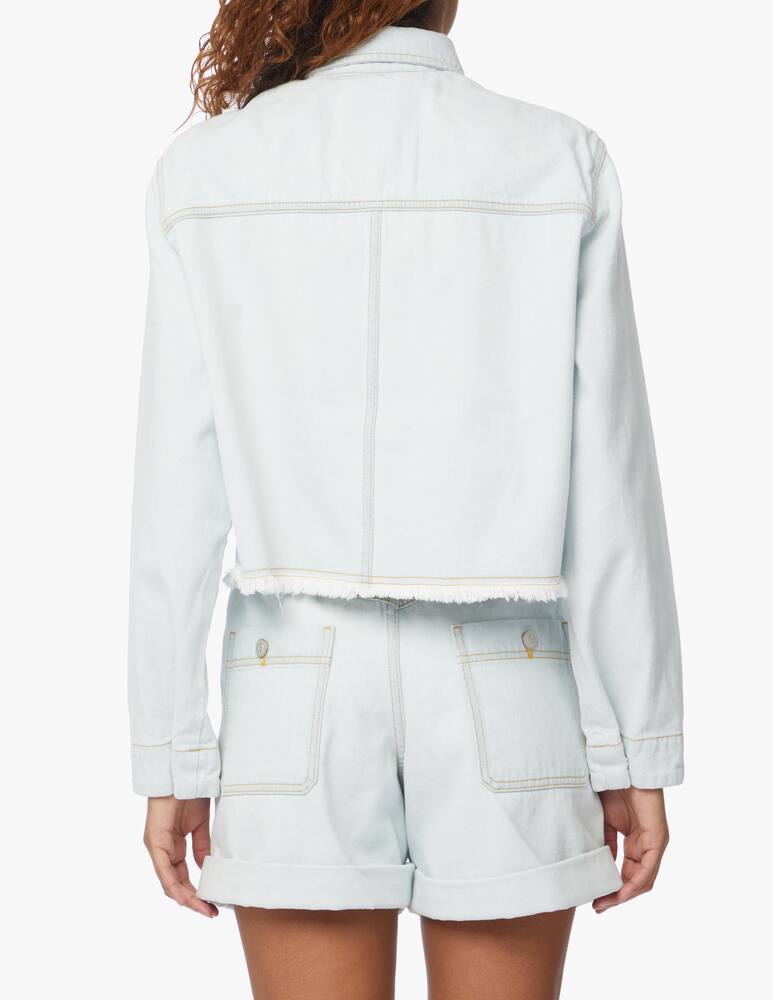 rinascente Kenzo Cropped denim jacket with fringes - light blue
