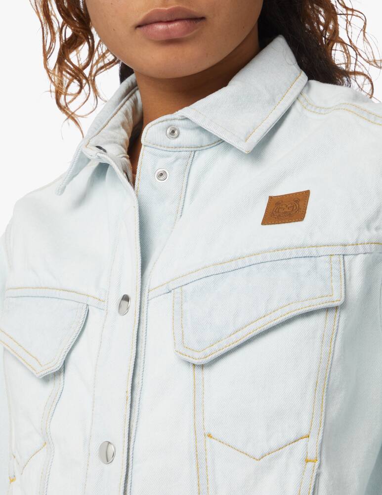 rinascente Kenzo Cropped denim jacket with fringes - light blue