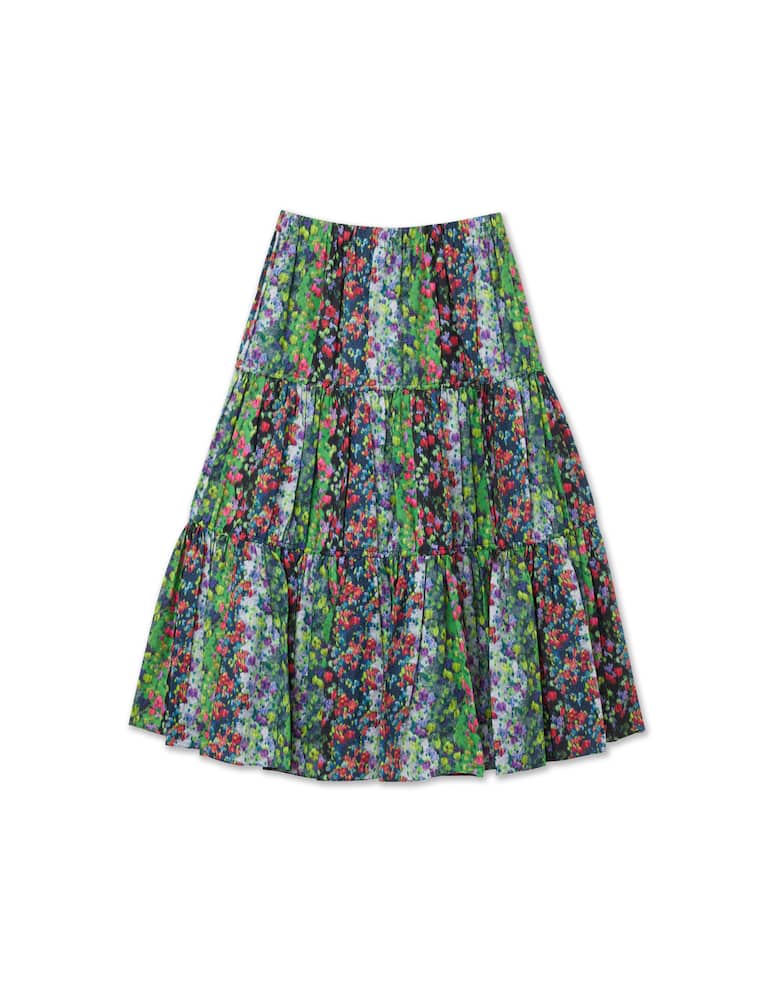 rinascente Kenzo Gonna midi a ruota con balze e stampa floreale - azzurro