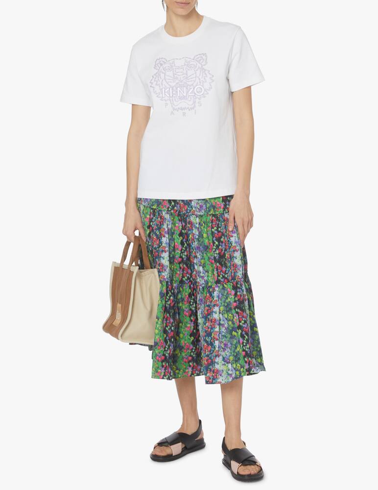 rinascente Kenzo Gonna midi a ruota con balze e stampa floreale - azzurro