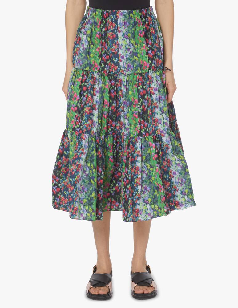 rinascente Kenzo Gonna midi a ruota con balze e stampa floreale - azzurro