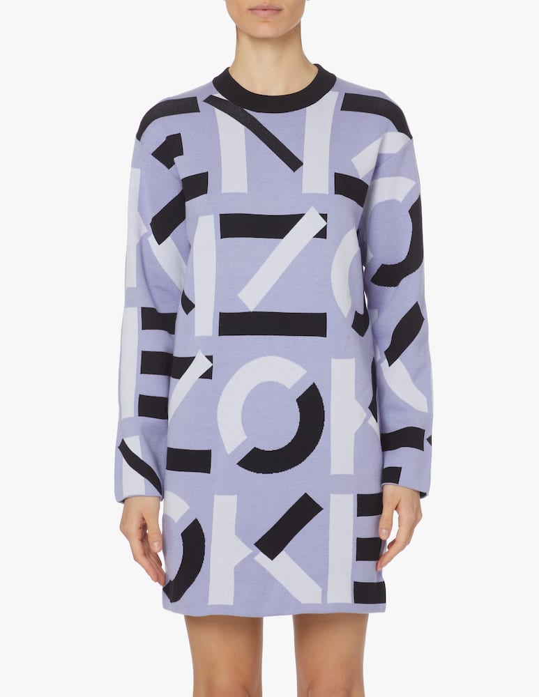 rinascente Kenzo Cotton mini dress with logo - lilac