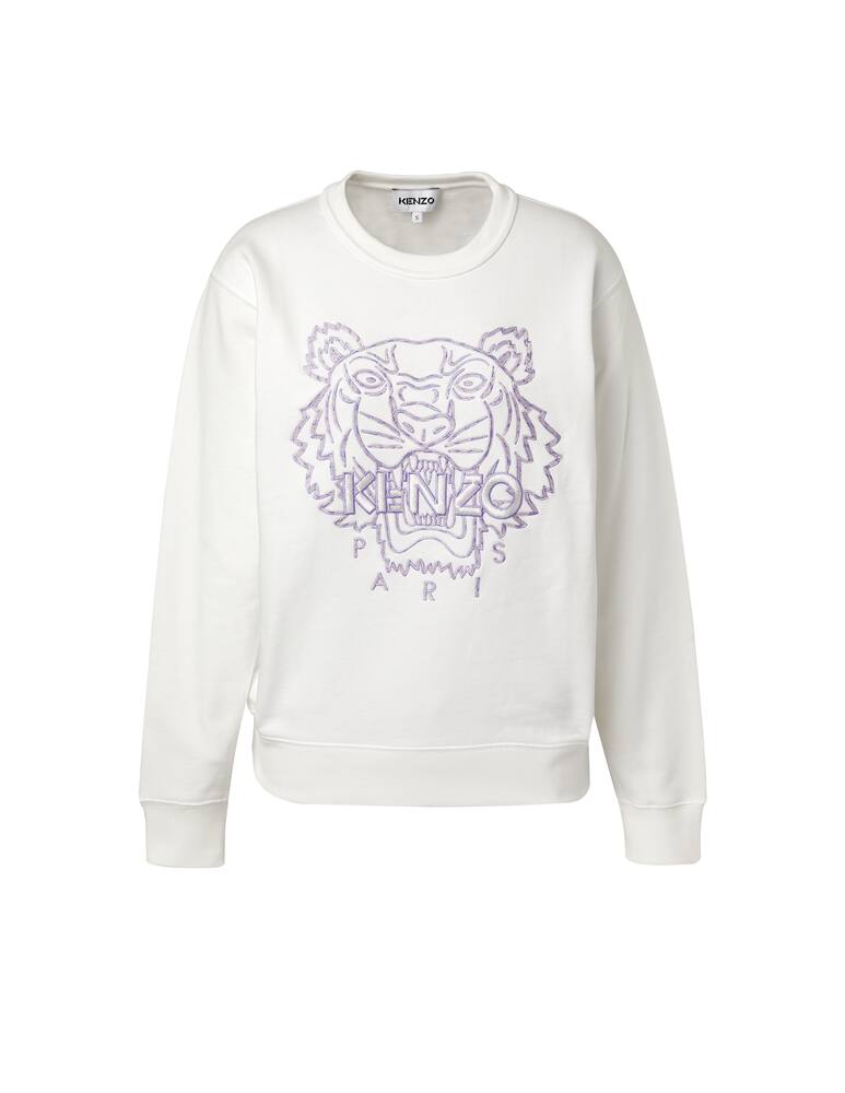 rinascente Kenzo Felpa girocollo in cotone con tigre ricamata - bianco