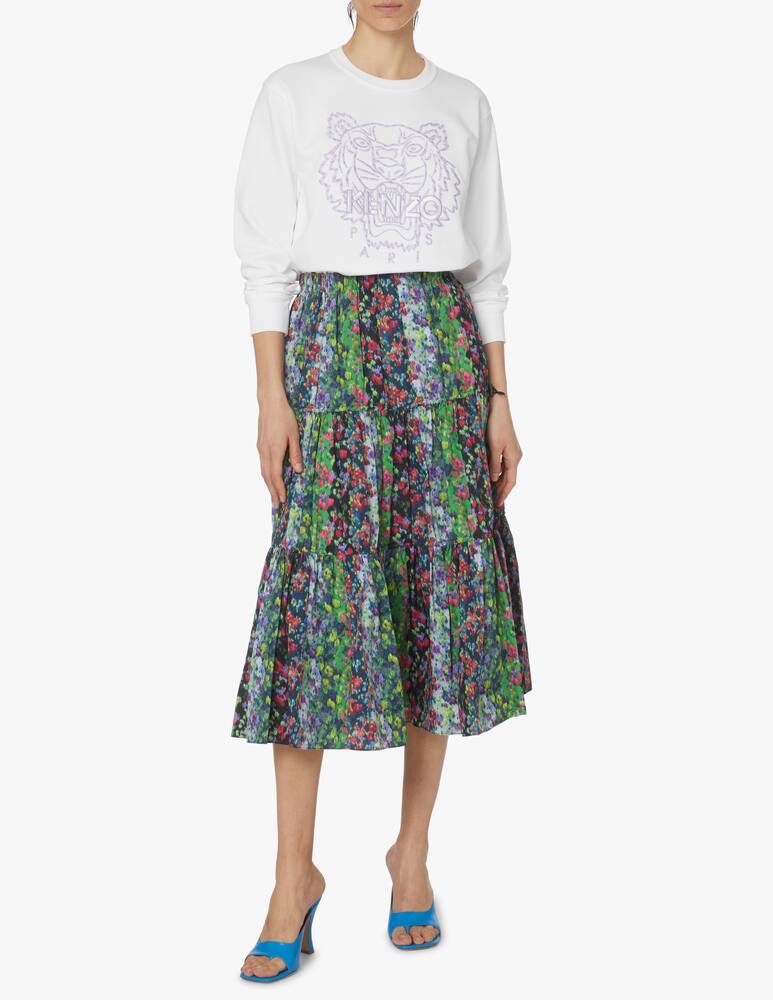 rinascente Kenzo Felpa girocollo in cotone con tigre ricamata - bianco