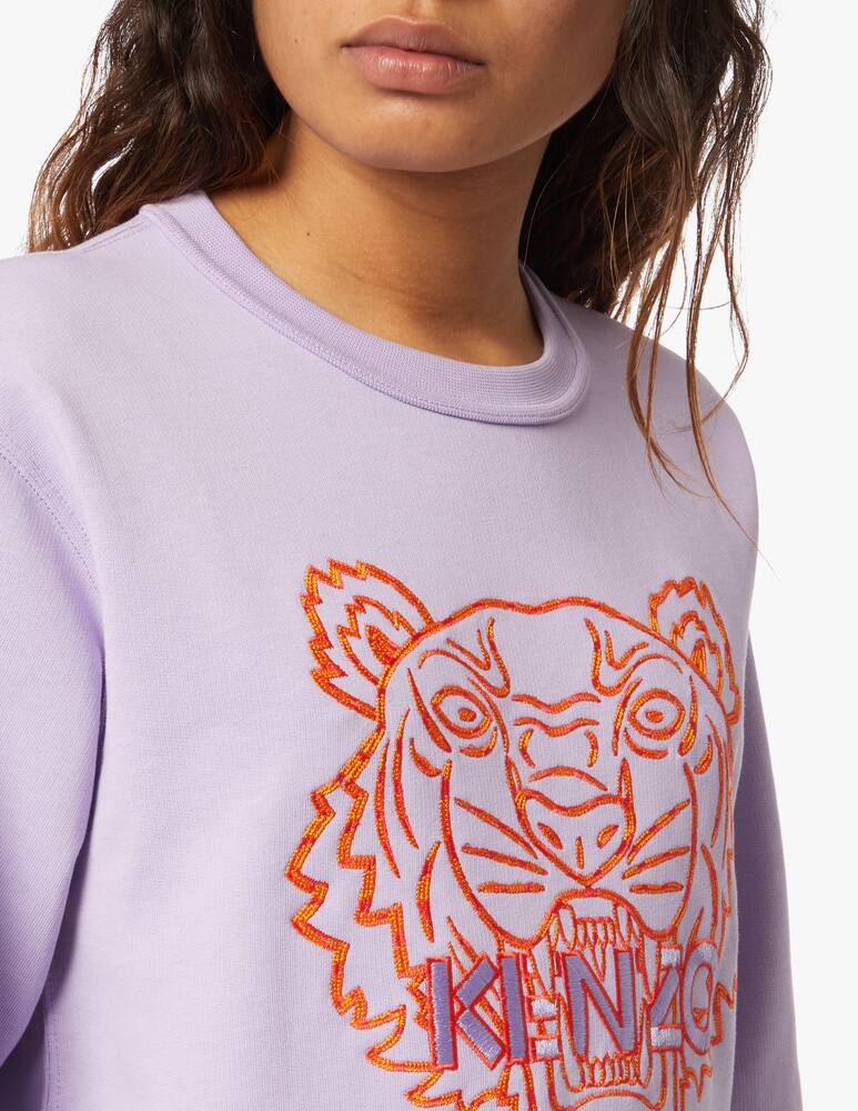 rinascente Kenzo Cotton crewneck sweatshirt with embroidered tiger - lilac