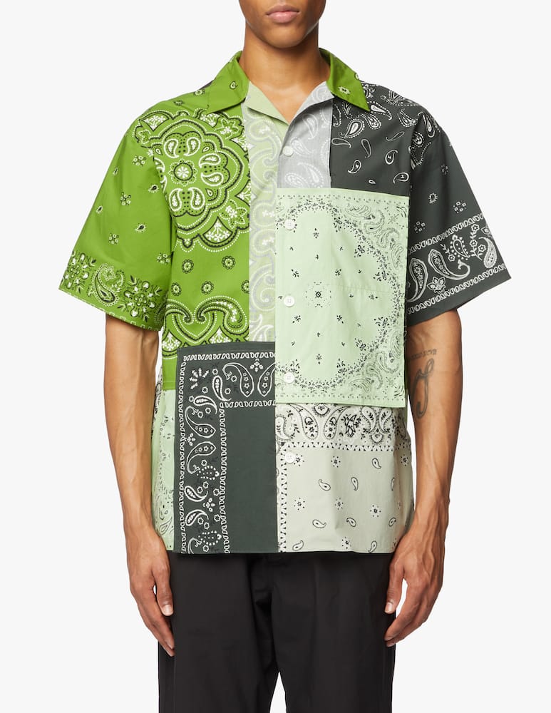 Kenzo Camicia manica corta bandana patchwork - verde - immagine 1 Kenzo Camicia manica corta bandana patchwork - verde - immagine 1