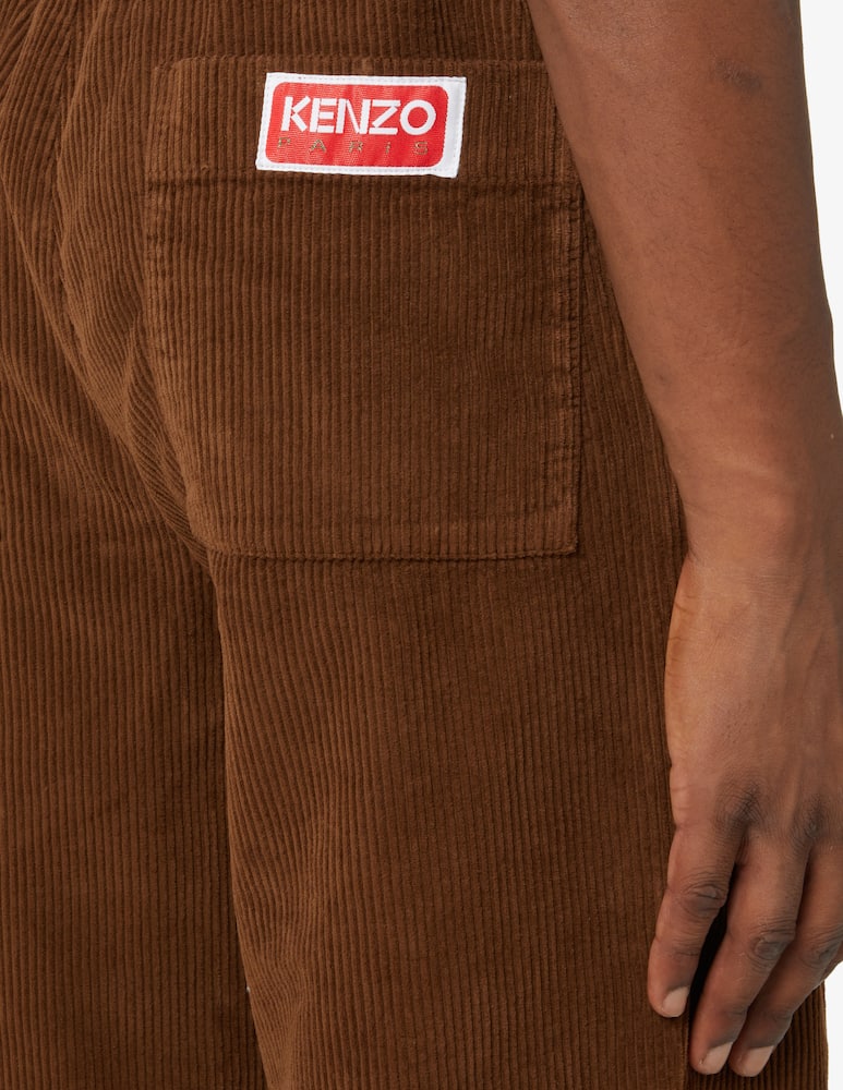 rinascente Kenzo Pantaloni jogging in velluto con logo - Marrone