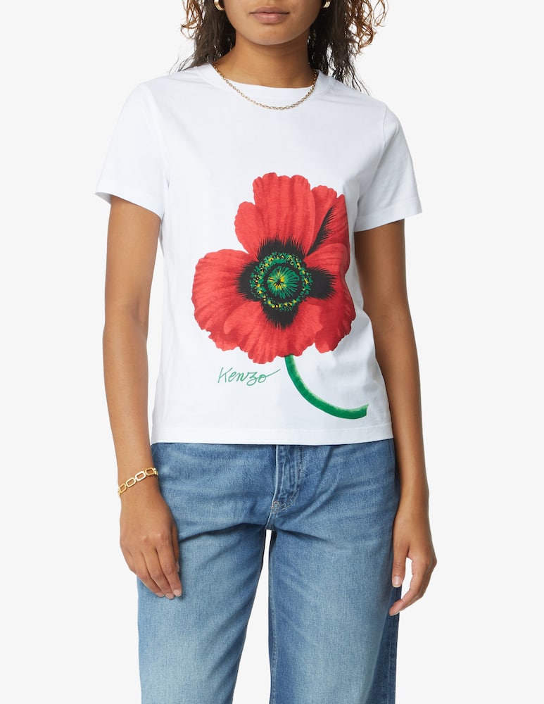 Kenzo T-shirt poppy front - White - picture 1 Kenzo T-shirt poppy front - White - picture 1