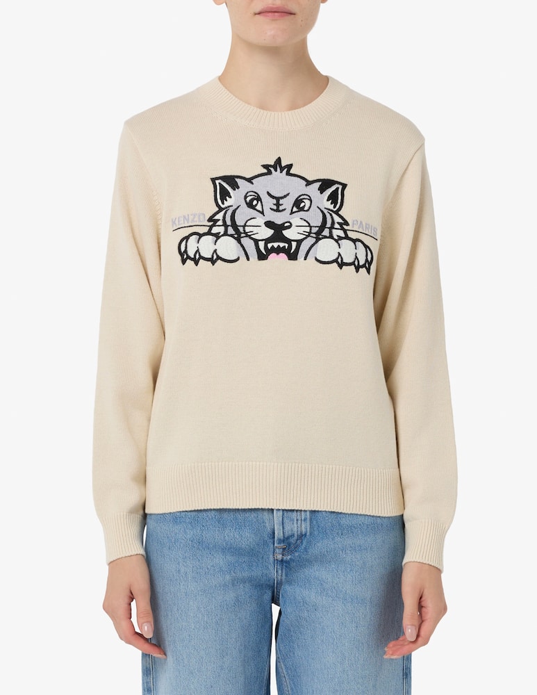 Kenzo Maglione in misto lana Happy Tiger - immagine 1 Kenzo Maglione in misto lana Happy Tiger - immagine 1