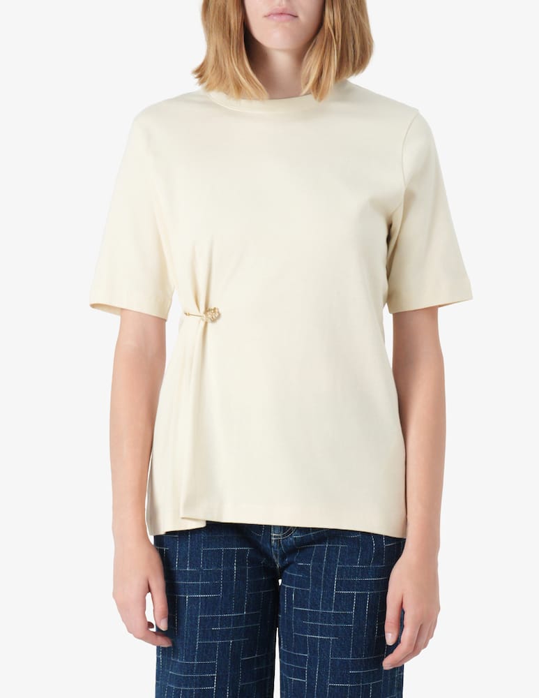 Kenzo T-shirt drappeggio con spilla boke - immagine 1 Kenzo T-shirt drappeggio con spilla boke - immagine 1