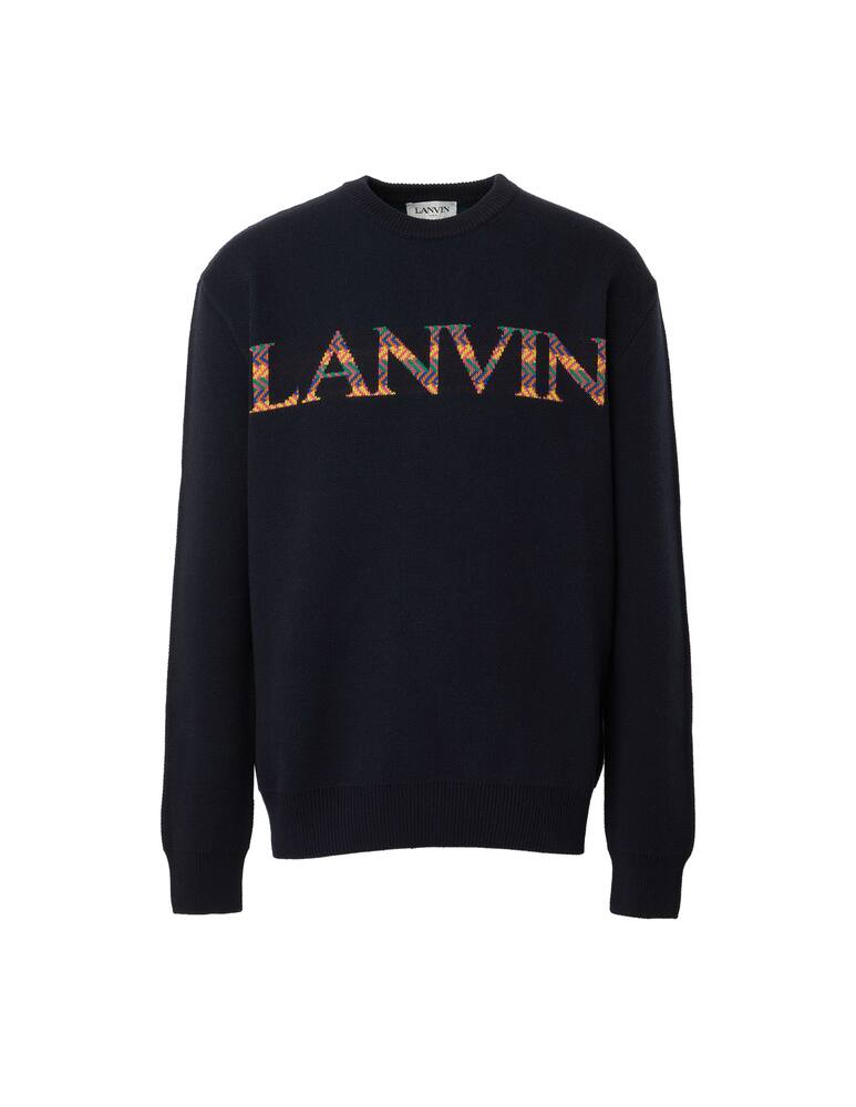 rinascente Lanvin Jacquard crewneck logo - blue