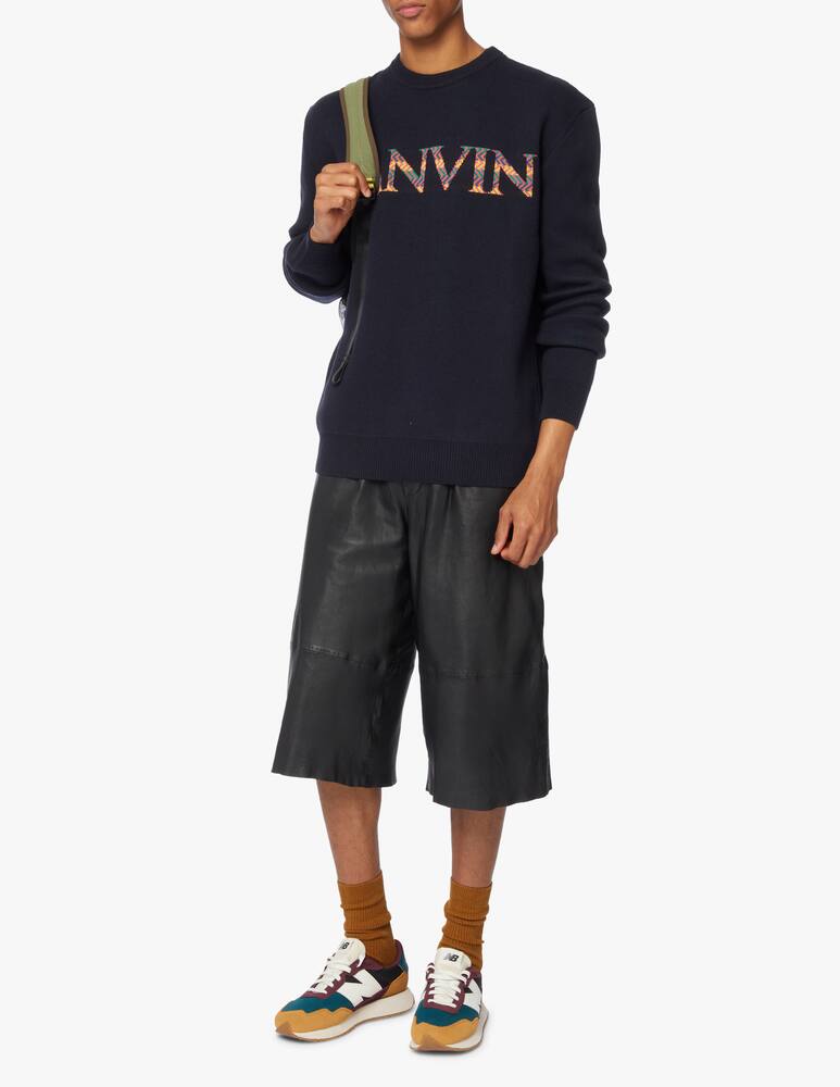 rinascente Lanvin Jacquard crewneck logo - blue