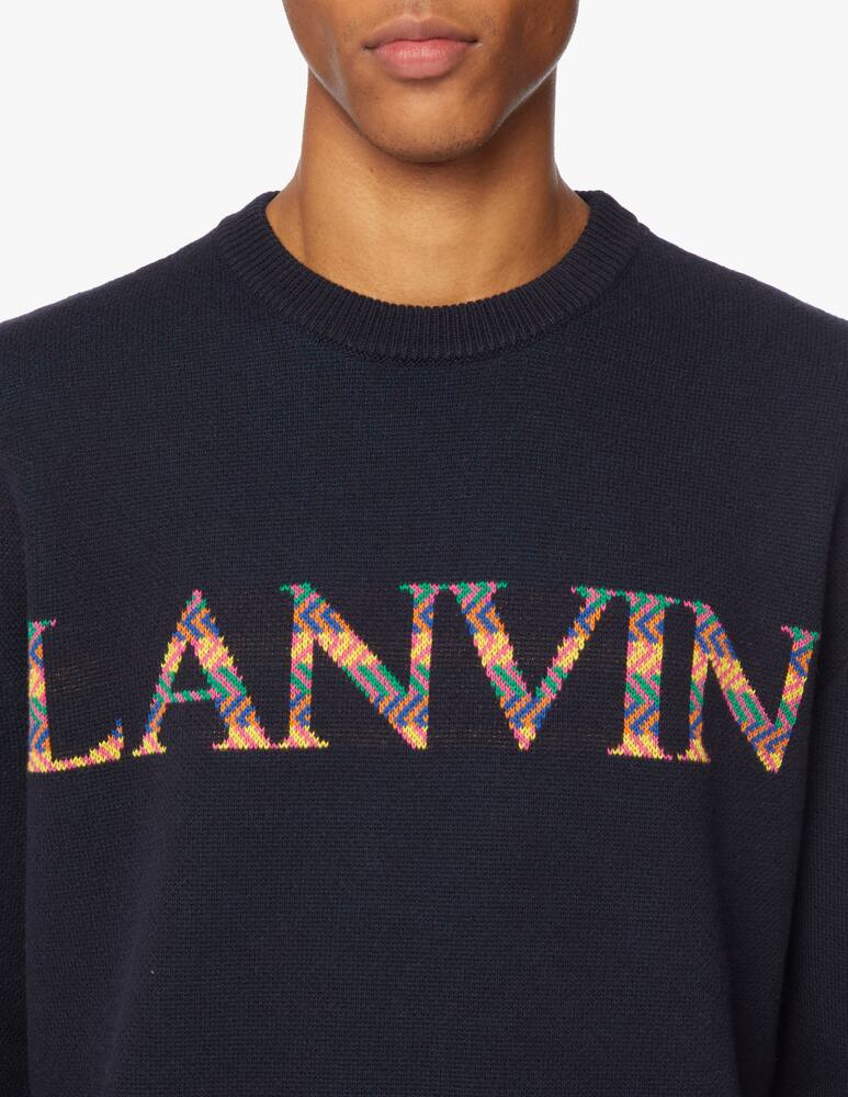 rinascente Lanvin Jacquard crewneck logo - blue