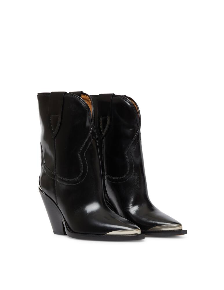 rinascente Isabel Marant Leyane leather ankle boots with metal bet - black