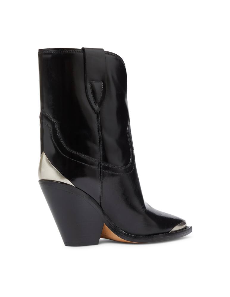 rinascente Isabel Marant Leyane leather ankle boots with metal bet - black