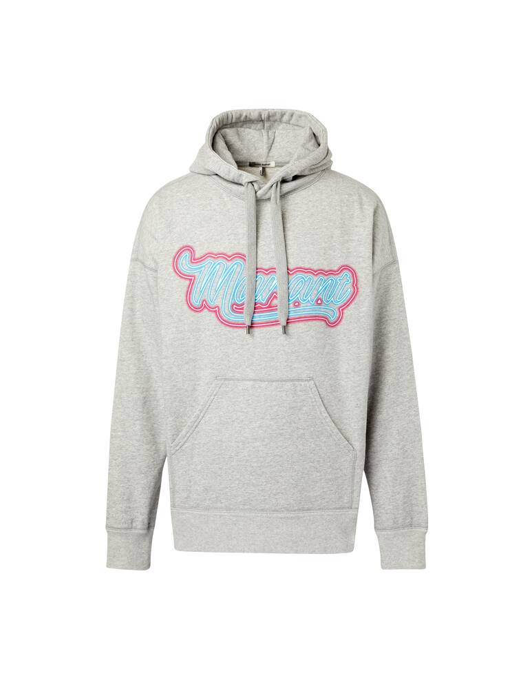 rinascente Isabel Marant Miley neon logo hoodie - grey