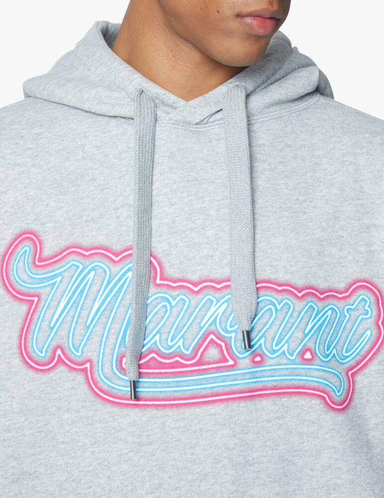 rinascente Isabel Marant Miley neon logo hoodie - grey