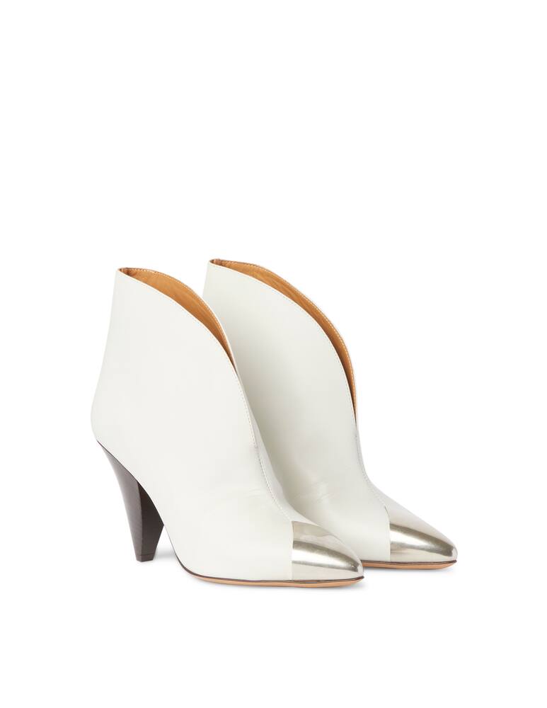 Isabel Marant Adsie leather ankle boots with metal toe - white - picture 3 Isabel Marant Adsie leather ankle boots with metal toe - white - picture 3