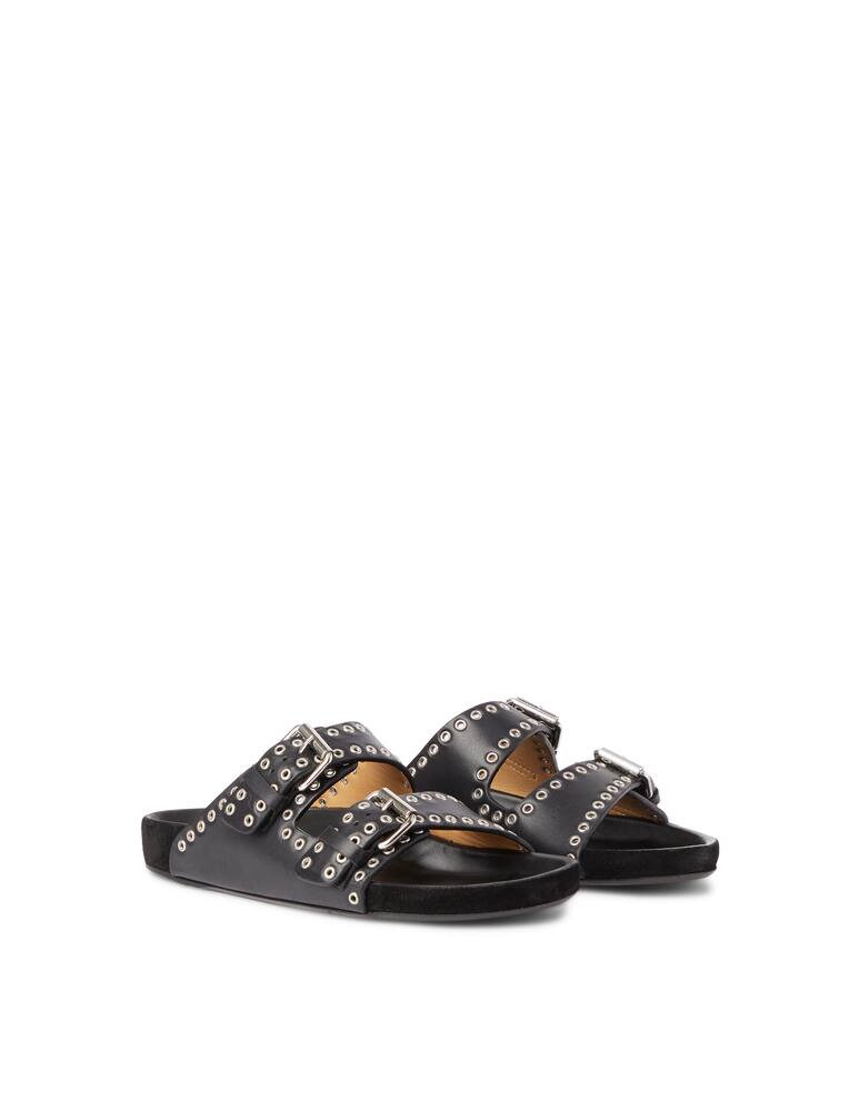 Isabel Marant Lennyo leather slides sandals - black - picture 2 Isabel Marant Lennyo leather slides sandals - black - picture 2
